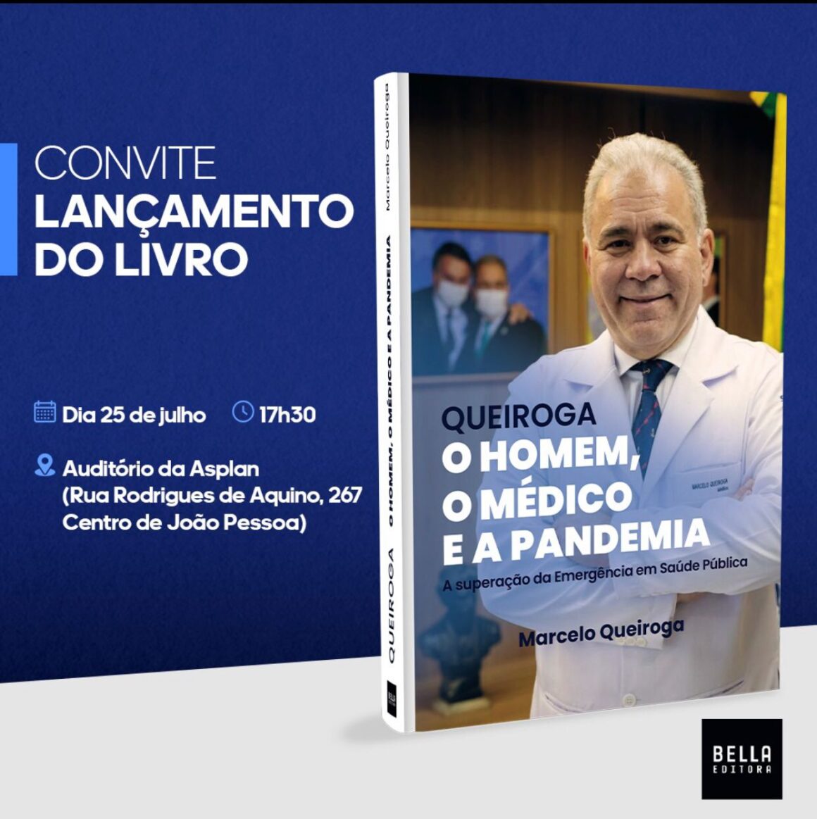 Marcelo Queiroga lançará livro em JP na terça-feira
