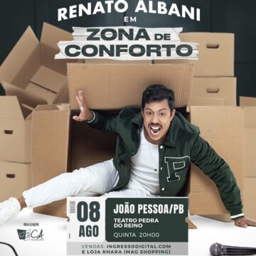 Humorista Renato Albani apresenta ‘Zona de Conforto’; saiba quando