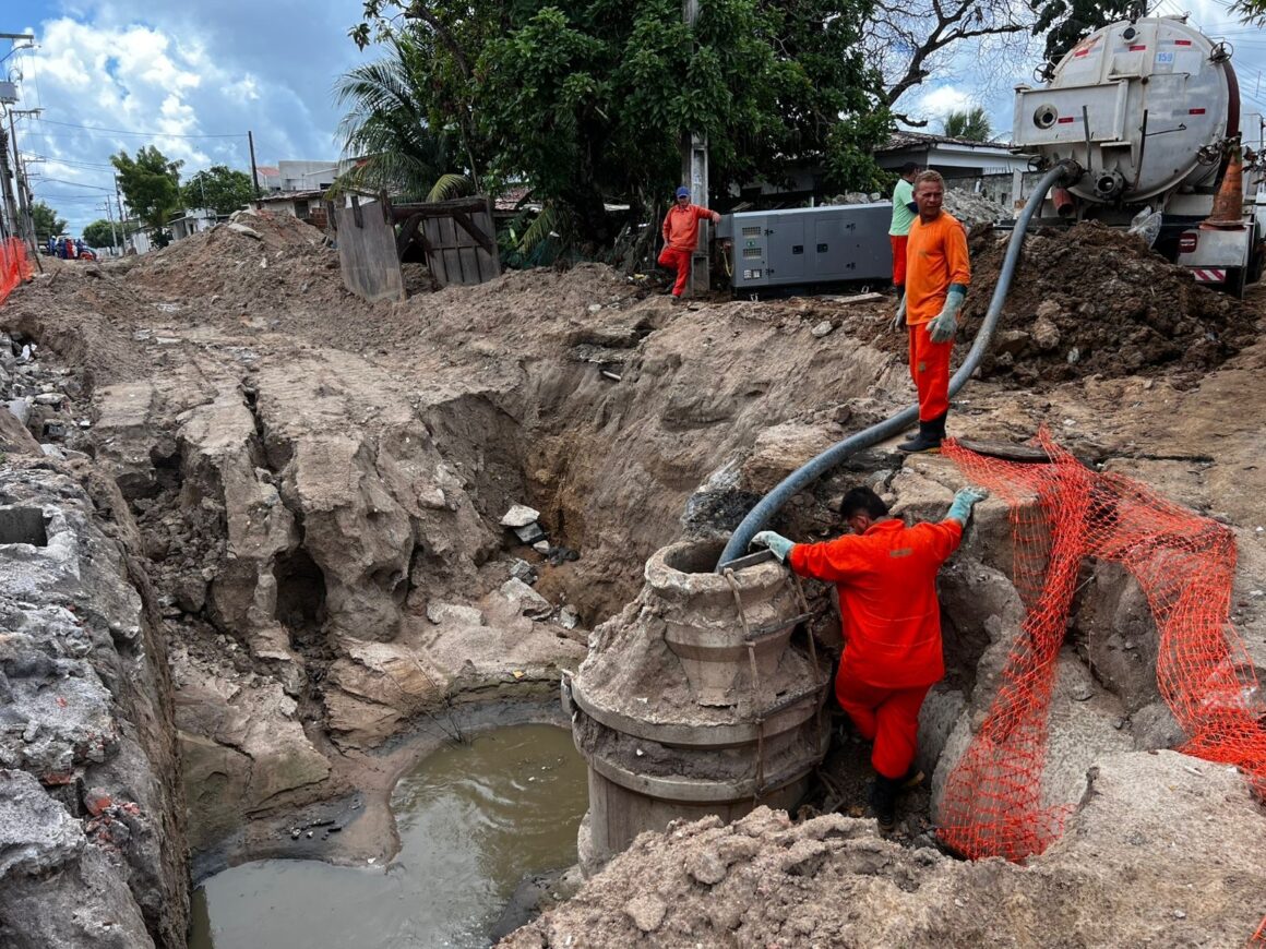 Cagepa denuncia que, pela quinta vez, obra de drenagem da PMJP danifica rede de esgoto