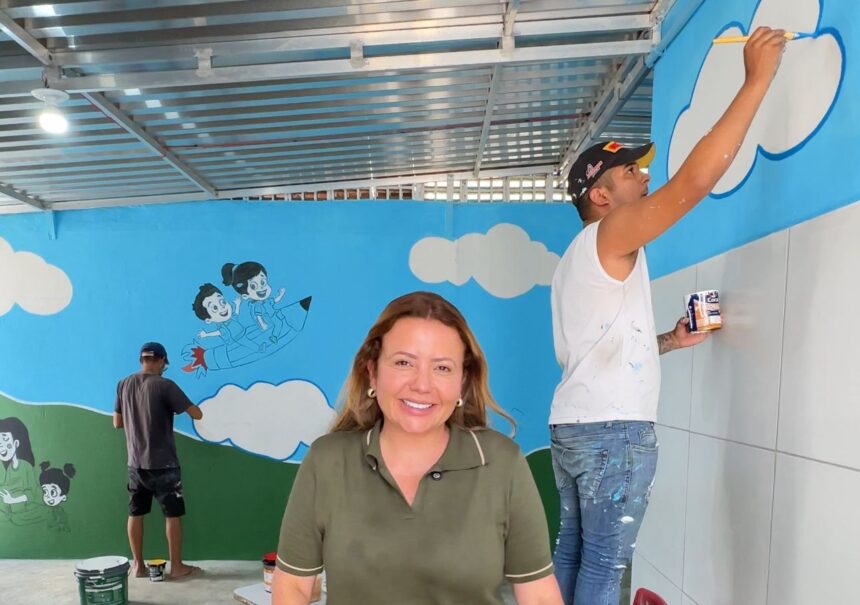 3084745a-11a7-4d4b-bebd-ee559e6c9909.jpg Prefeita de Bayeux visita obras de nova creche, pleito antigo dos moradores do Jardim Aeroporto